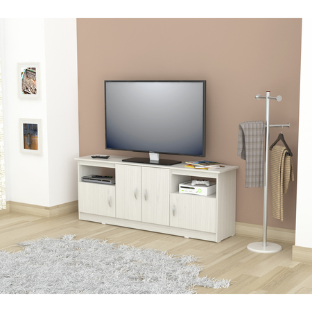INVAL TV Stand 63 in. W White Fits TVs Up to 60 in. with Storage Doors MTV-17319